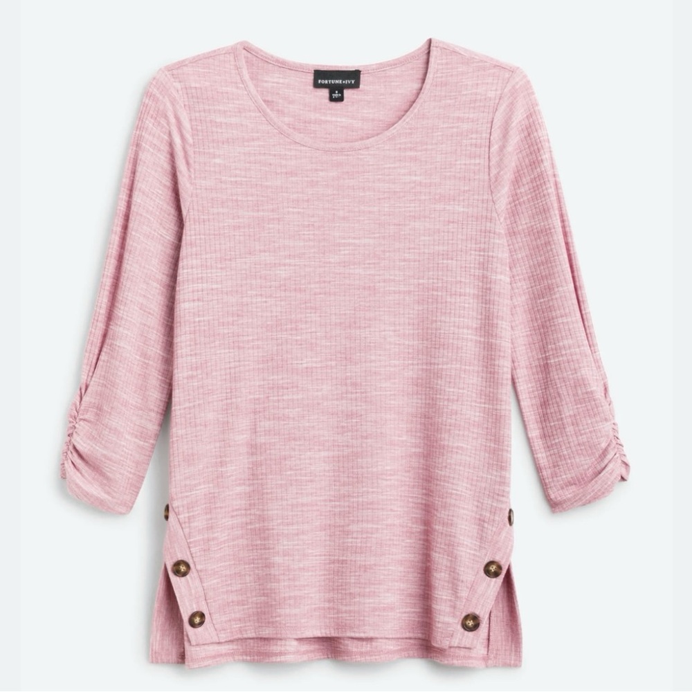 Valentine’s Day Blouse! Stitch Fix Brand Fortune & Ivy top- light pink